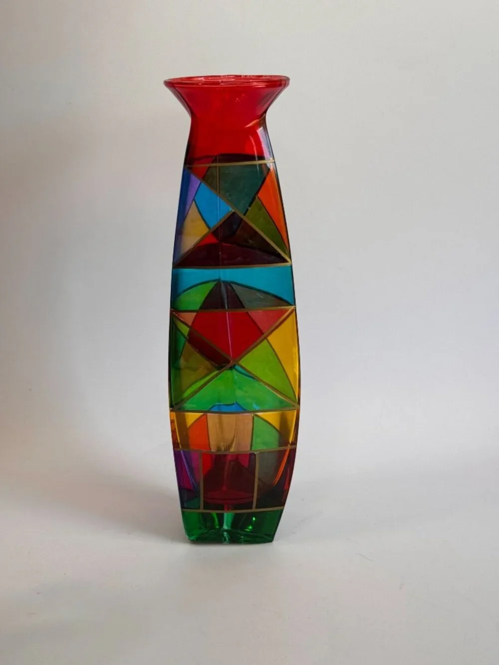 CC Zecchin Venezia Italy Art Glass Vases Pair Cristalli & Colori 8.75